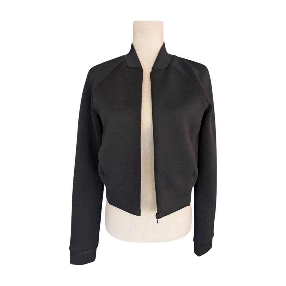 T by Alexander Wang Black Neoprene Scuba‎ Bomber Jacket Size Small